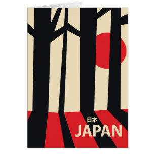 Cartão Cartaz de viagem vintage da floresta do Japão.