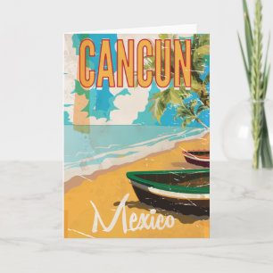 Cartão Cartaz de viagem vintage impressão praia Cancun Mé