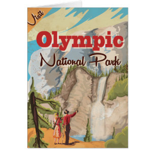Cartão cartaz de viagem vintage parque nacional olímpico