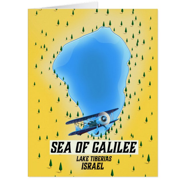 Cartão Cartaz do mapa do Mar da Galileia Israel (Frente)