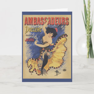 Cartão Cartaz Francês Antigo Dançarino Art Nouveau