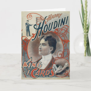 Cartão Cartaz Mágico Vintage, Mágico Harry Houdini
