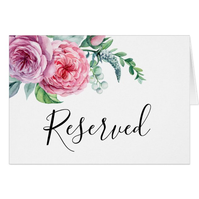 Cartão Cartaz reservado do casamento Boho. Mesa floral bo (Frente horizontal)