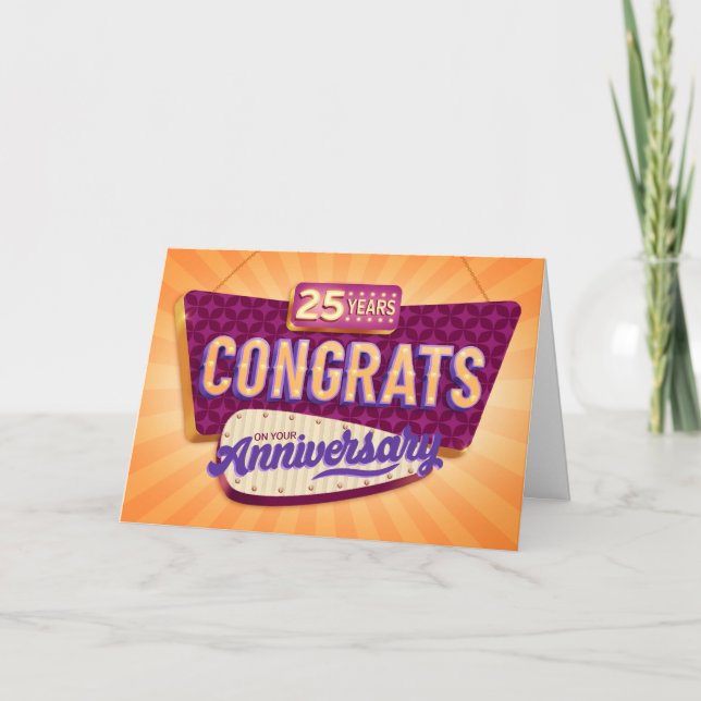 Cartão Cartaz Retroativa de 25 de Aniversário do Funcioná (Frente)