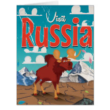 Cartaz Vintage de Desenho Animado Visite a Rússia