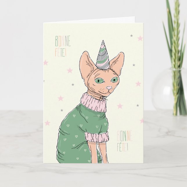 Cartão Carte de Fête - Chat Sphynx (Frente)