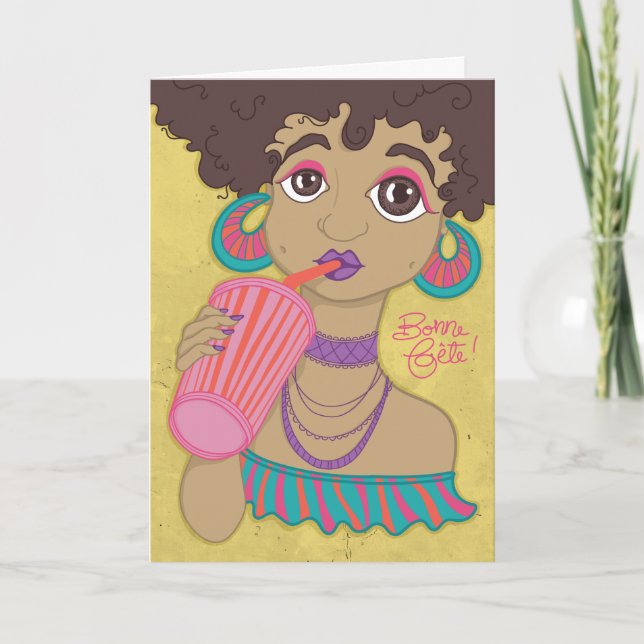Cartão Carte de Fête - Jeune femme exotique (Frente)