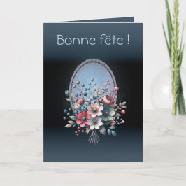 Cartão Carte de voeux pliée Azur fleuri