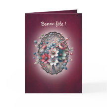 Carte de voeux pliée, Magnolia framboise