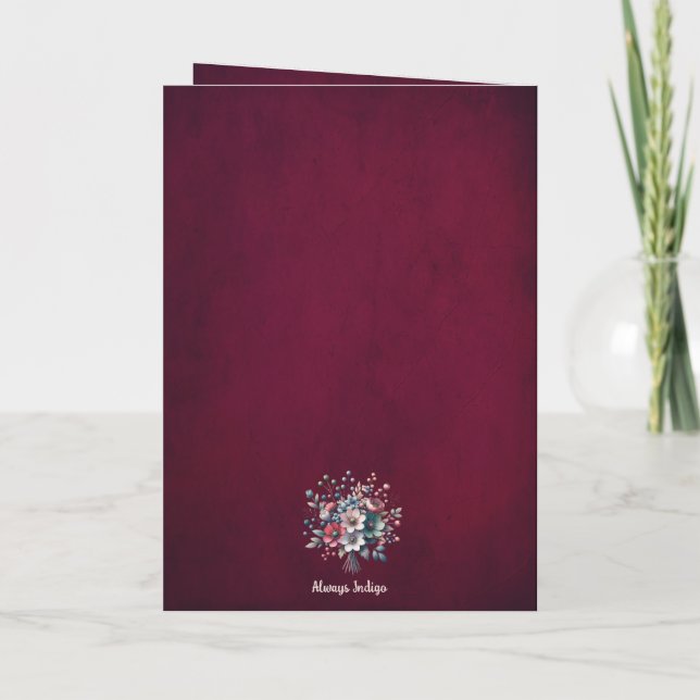 Cartão Carte de voeux pliée,  Magnolia framboise  (Verso)