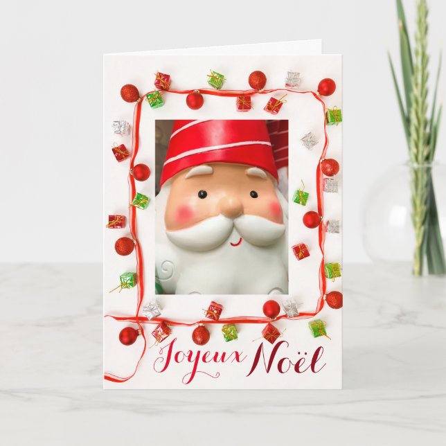 Cartão Carte Joyeux Noel personalizada Guirlande Pere Noe (Frente)