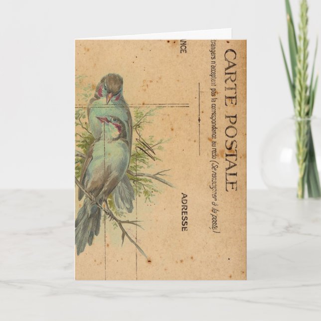 Cartão Carte Postale Blue Bird Digital Art Aniversário (Frente)