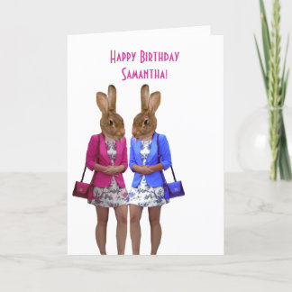 Cartão Carteira de aniversário feminino de animais engraç