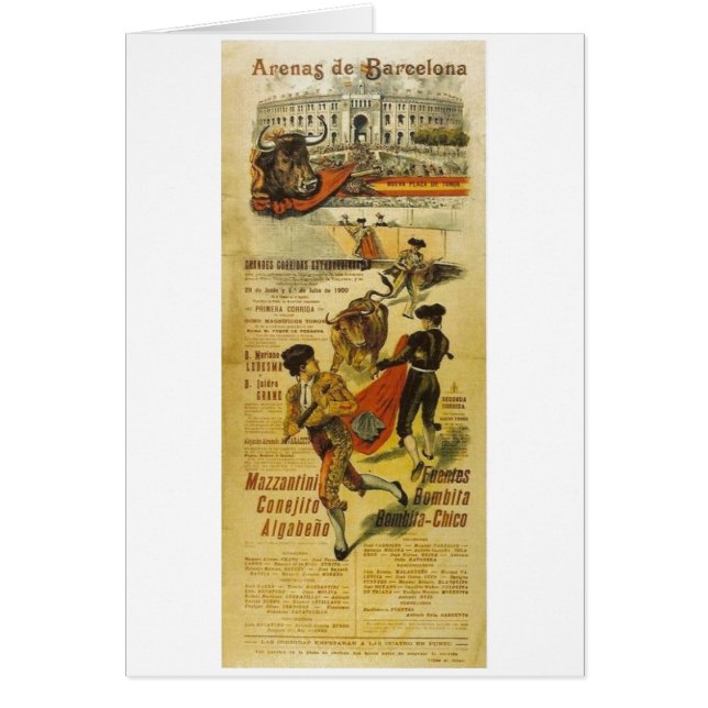 Cartão Cartel Toros Barcelona - tourada Matador (Frente)