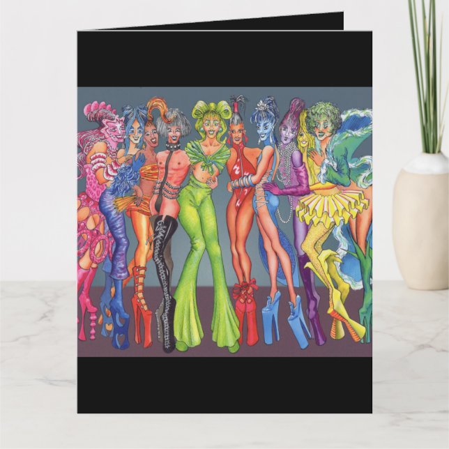 Cartão Cartes de vœux Drag Queen Supermodels (Frente)
