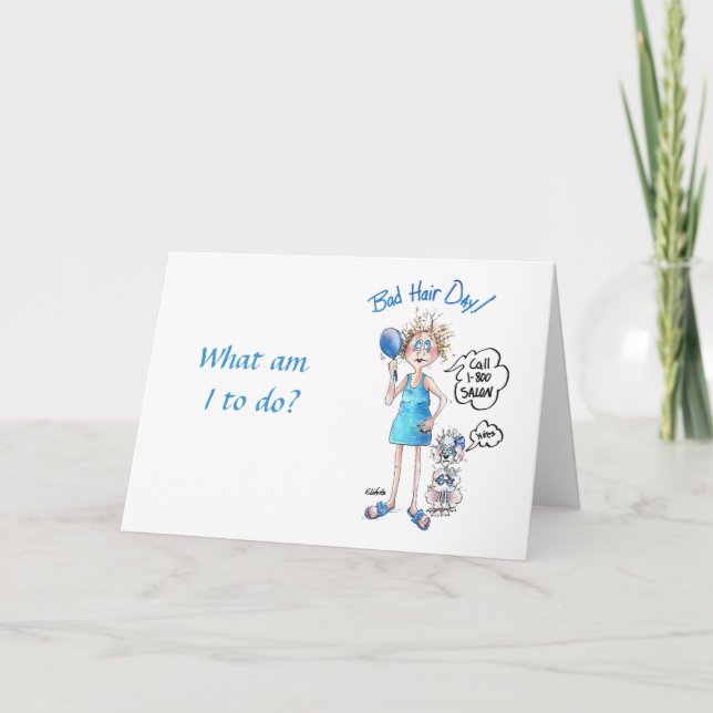 Cartão Cartografia de Lady com Cabelo Mau e Engraçado Diz (Frente)