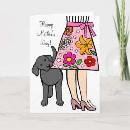 Cartão Cartografia de Mãe e Labrador Preto