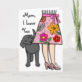Cartão Cartografia de Mãe e Labrador Preto