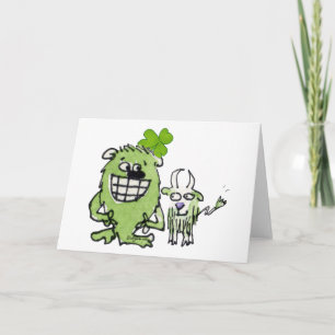 Cartão Cartografia do Cartoon Shamrock do Monstro Verde