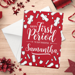 Cartão Cartografia Pads Red Script Teen Girl Primeiro Per