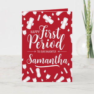 Cartão Cartografia Pads Script Vermelho Filha Primeiro Pe