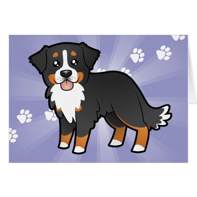 Cartão Cartoon Bernese Mountain Dog (Frente Horizontal)