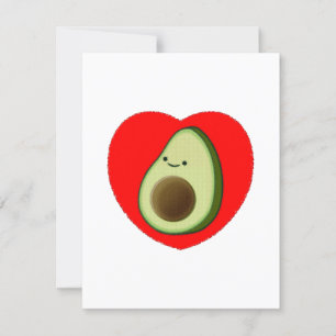 Cartão Cartoon Bonito Avocado Em Cartão-Postal De Coração