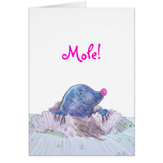 Cartão Cartoon Bonito Mole e Molehill