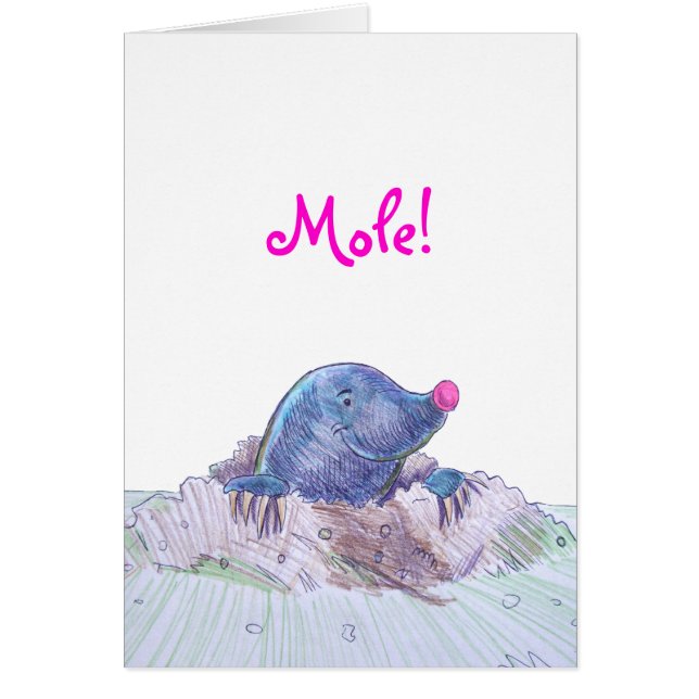 Cartão Cartoon Bonito Mole e Molehill (Frente)