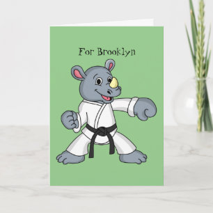 Cartão Cartoon bonito rhino kung fu