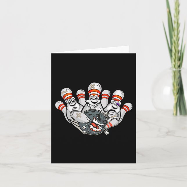 Cartão Cartoon Bowler Boliches Assustadas Pins Engraçado  (Frente)