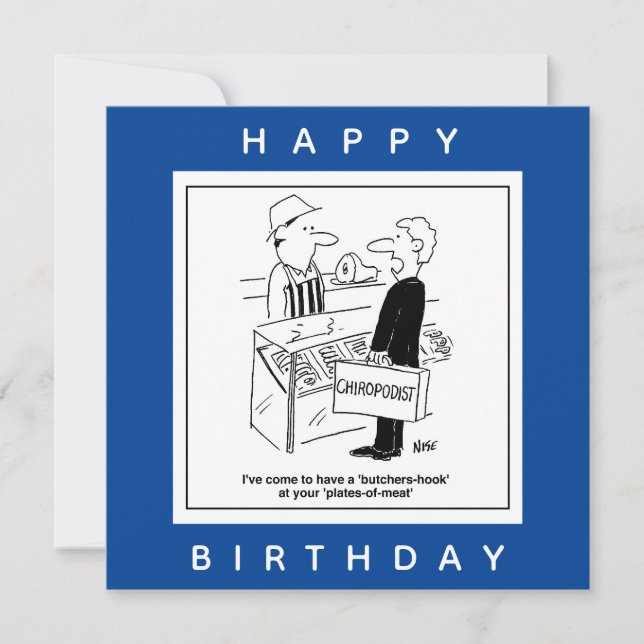 Cartão Cartoon Butcher & Chiropodista Cockney Slang (Frente)