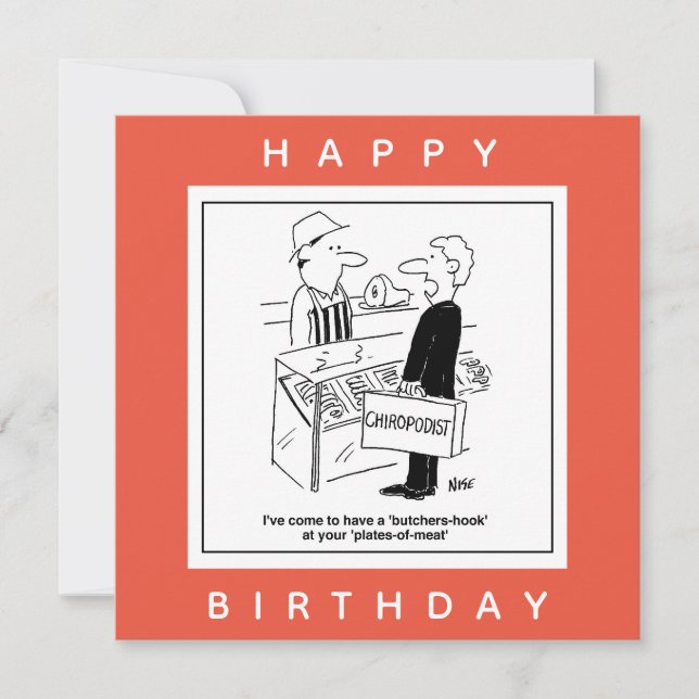 Cartão Cartoon Butcher & Chiropodista Cockney Slang (Frente)