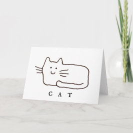 Cartão Cartoon Cat Doodle Line Art Folded Greeting Card