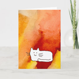 Cartão Cartoon Cat Doodle Line Drawing Greeting Card