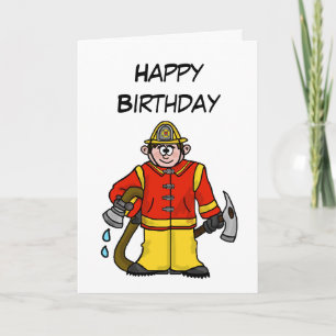 Cartão Cartoon Caucasiano Fireman    CardPersonalize-O!