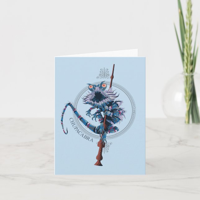 Cartão Cartoon Chupacabra & Elder Wand (Frente)