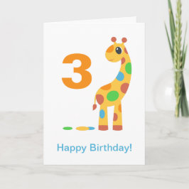 Cartão Cartoon Colorida Girafa Feliz Aniversário da Idade