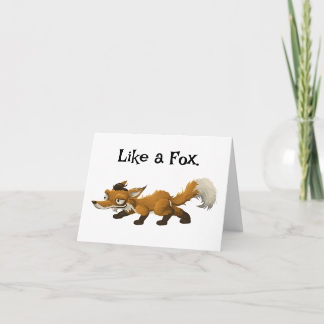 Cartão Cartoon da Raposa Clever - Design "Like a Fox" (Co (Frente)