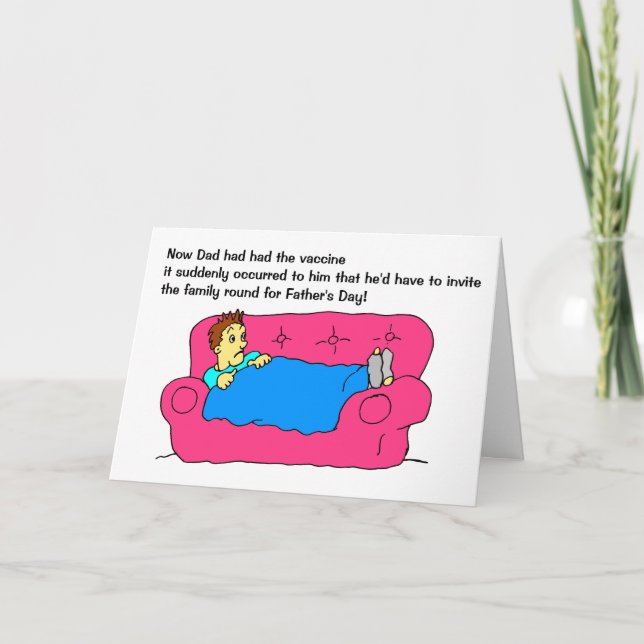 Cartão Cartoon da Vacina do Homem Engraçado Feliz Dia dos (Frente)