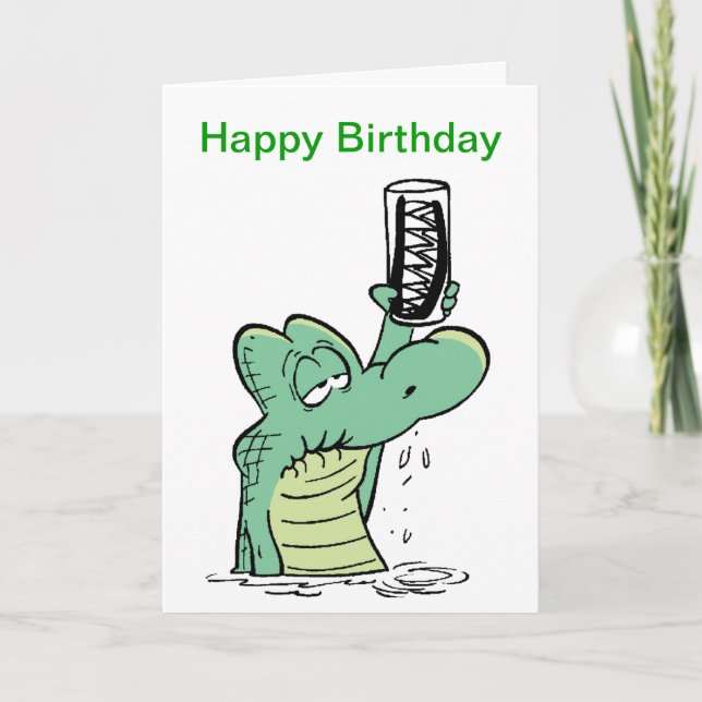 Cartão Cartoon de aniversário do Crocodilo Cidadão do mai (Frente)