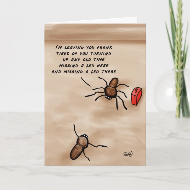 Cartão Cartoon de aranha... vou te deixar Frank! (Frente)