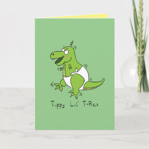 Cartão Cartoon de Bebê Bonito Dinossauro T-Rex