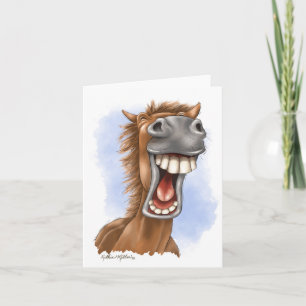 Cartão Cartoon de Cavalo Rindo Hilário