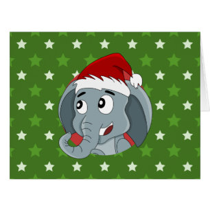 Cartão Cartoon de elefante de Natal
