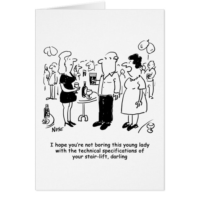 Cartão Cartoon de especificações de empilhadeira. (Frente)