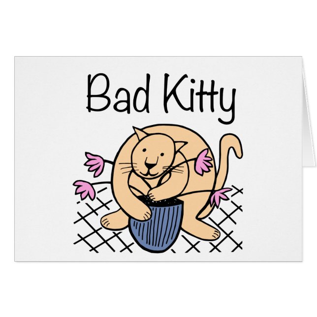 Cartão Cartoon de gato malvado (Frente Horizontal)