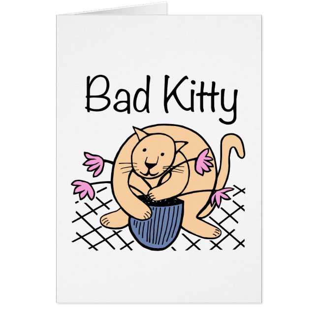Cartão Cartoon de gato malvado (Frente)