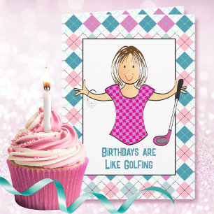 Cartão Cartoon de Golfing Femfing Femfing Femnacionais