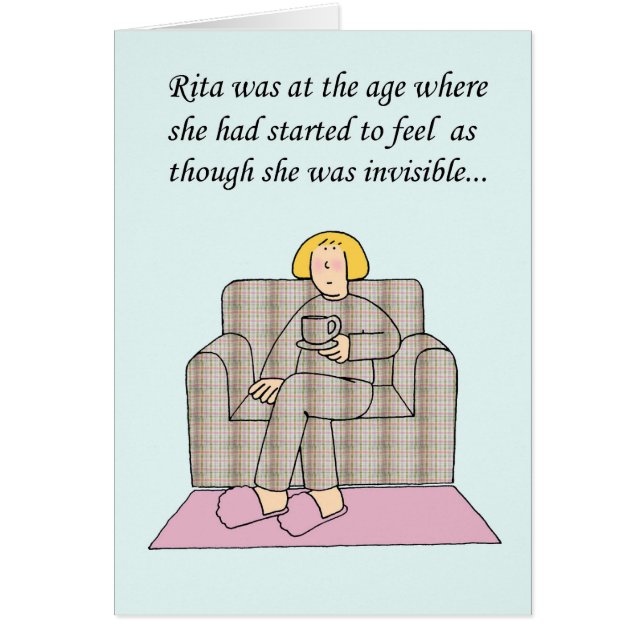 Cartão Cartoon de Mulher Invisível de Idade Média (Frente)